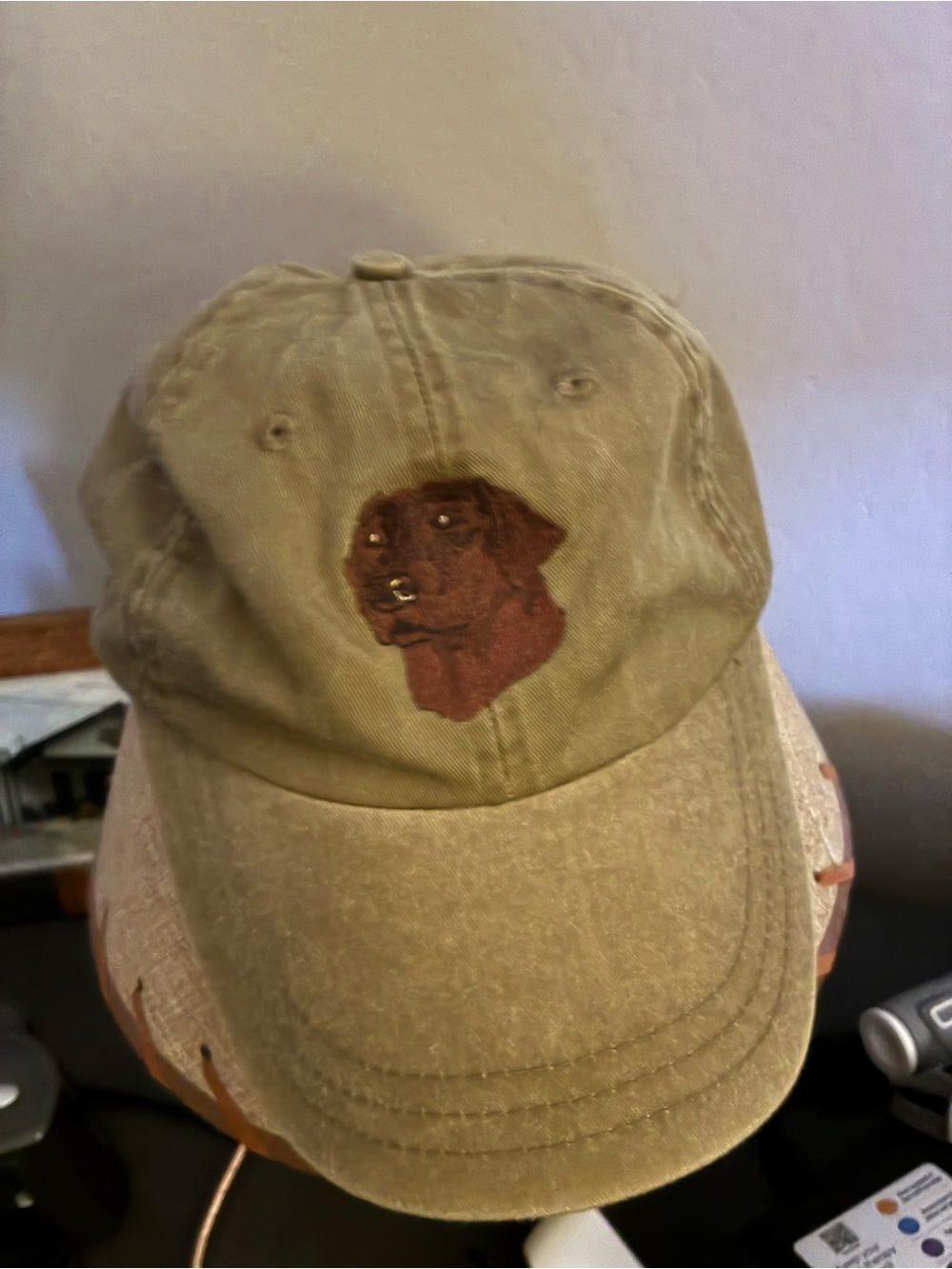 Brown Dog Embroidered Tan Baseball Cap - Unbranded
